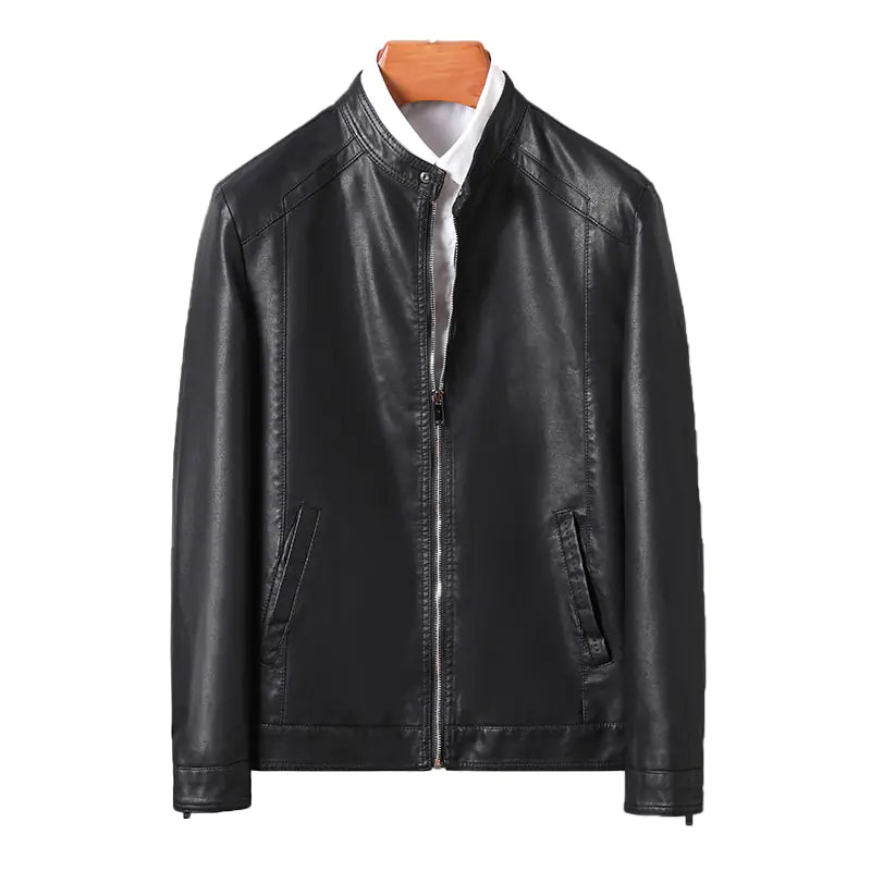 Alberto - Men's Winter Leather Jacket with Zippered Cuffs