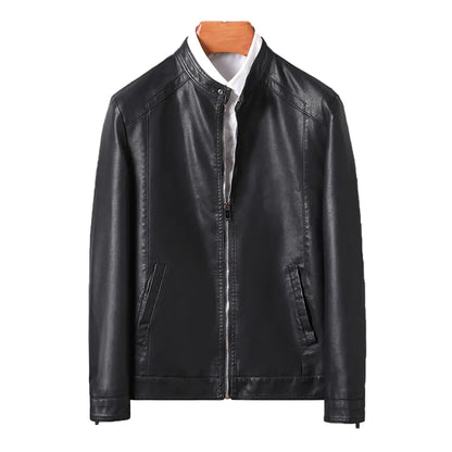 Alberto - Men's Winter Leather Jacket with Zippered Cuffs