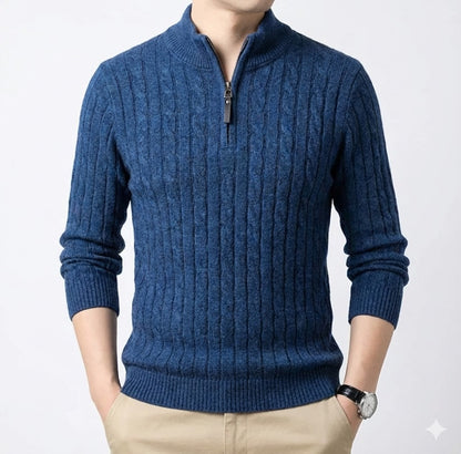 Alberico Men's Slim Fit Knit Cardigan Sweater Jacket | Thick Thermal Coat