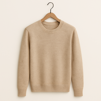 Leo - Men's Round Neck Pure Cashmere Sweater Camel