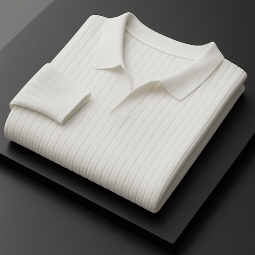 Luca - White Men's Slim Fit Striped Polo Short Sleeve Knit