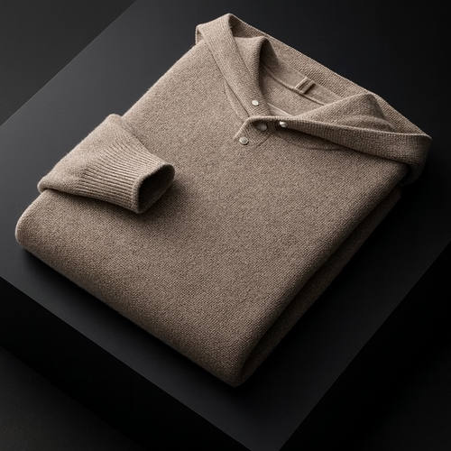 Piero - Merino Wool Men's Hoodie Camel