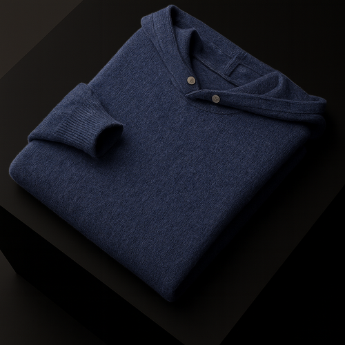 Piero - Merino Wool Men's Hoodie Blue
