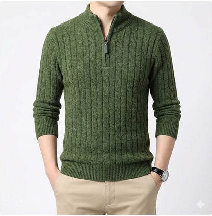 Alberico Men's Slim Fit Knit Cardigan Sweater Jacket | Thick Thermal Coat