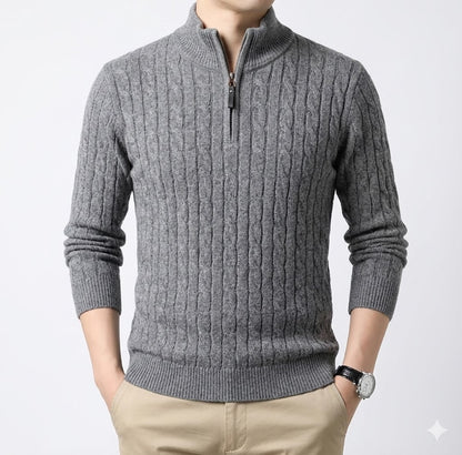 Alberico Men's Slim Fit Knit Cardigan Sweater Jacket | Thick Thermal Coat