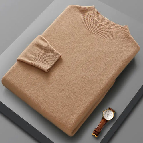 Pietro - Men's Casual Half Turtleneck Cashmere Sweater Khaki