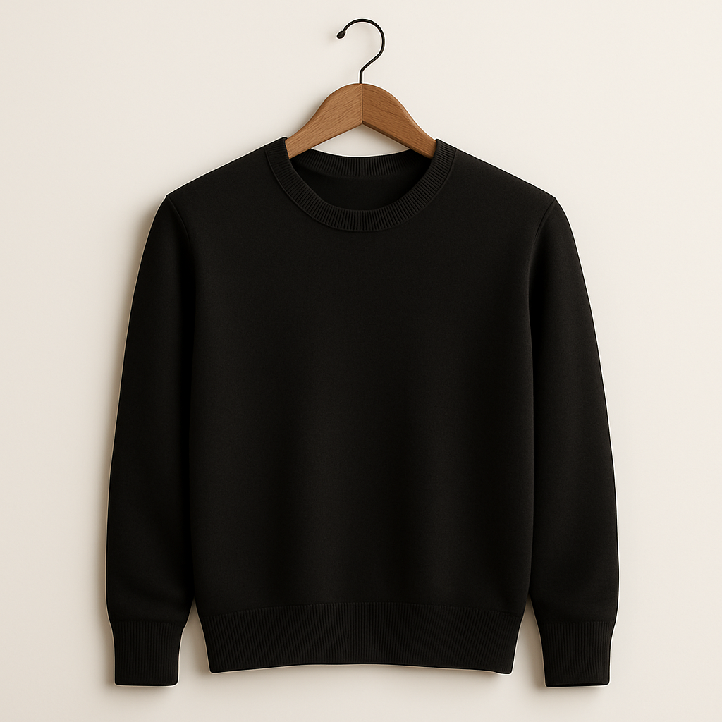 Leo - Men's Round Neck Pure Cashmere Sweater Black