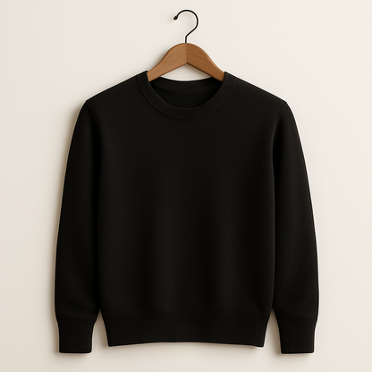Leo - Men's Round Neck Pure Cashmere Sweater Black
