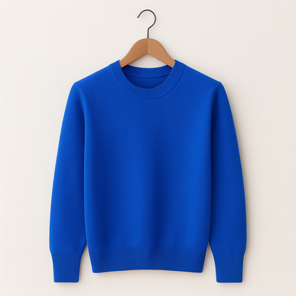Leo - Men's Round Neck Pure Cashmere Sweater Saphire Blue