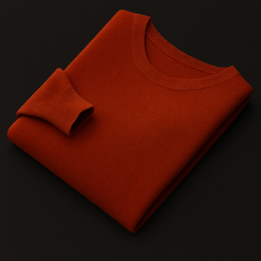 Leo - Men's Round Neck Pure Cashmere Sweater Caramel