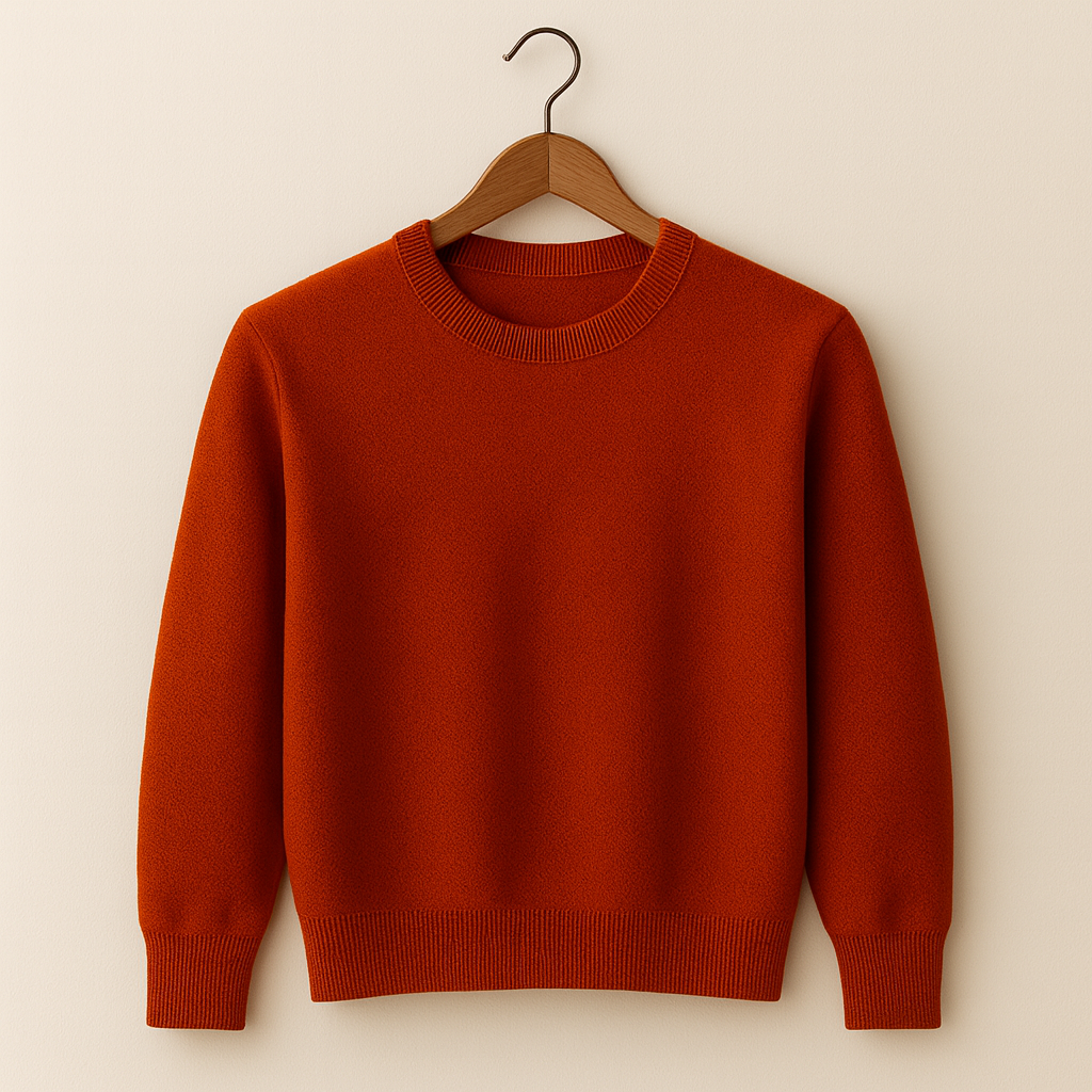 Leo - Men's Round Neck Pure Cashmere Sweater Caramel