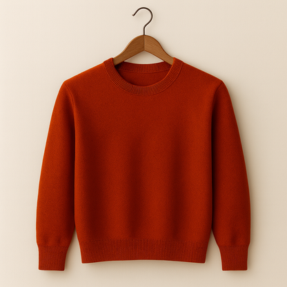 Leo - Men's Round Neck Pure Cashmere Sweater Caramel