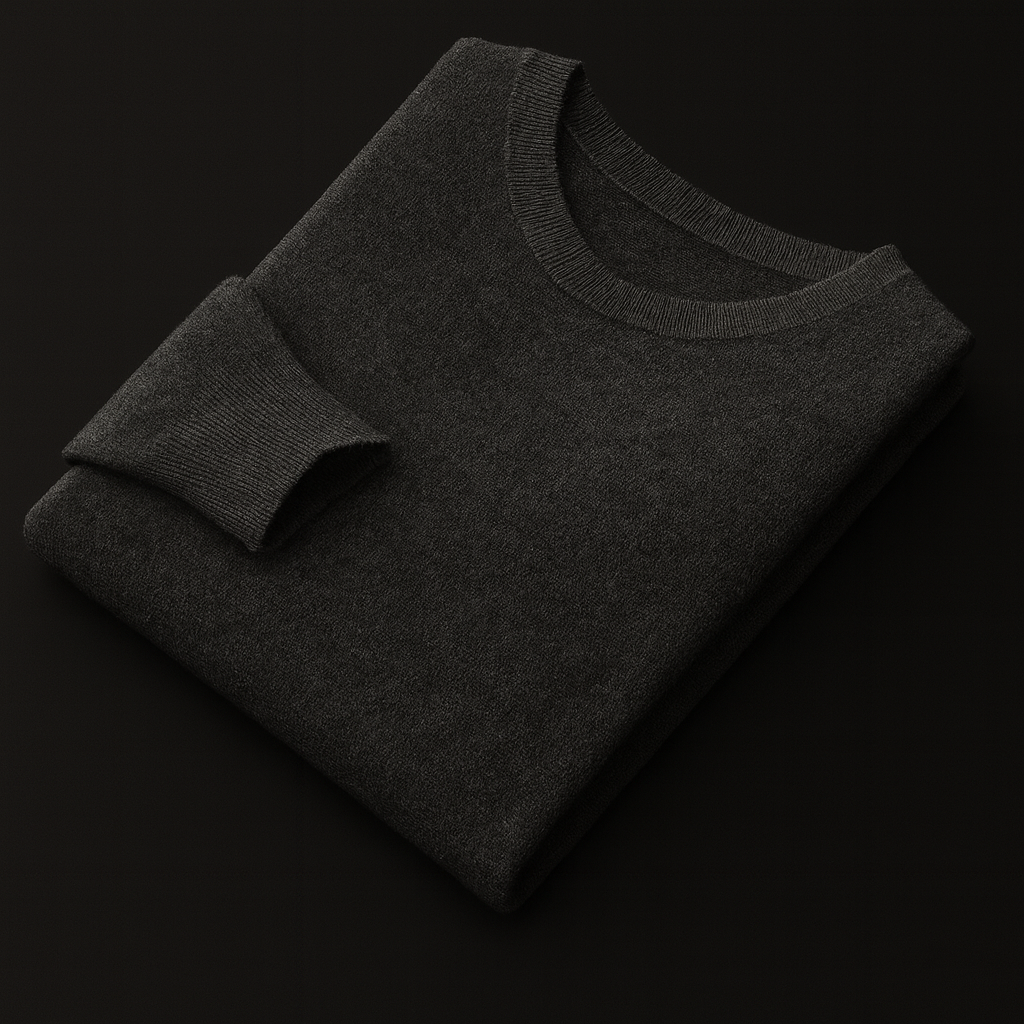 Leo - Men's Round Neck Pure Cashmere Sweater Black