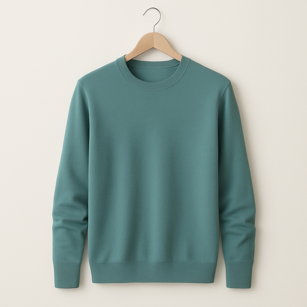 Leo- Men's Round Neck Pure Cashmere Sweater Bean Green