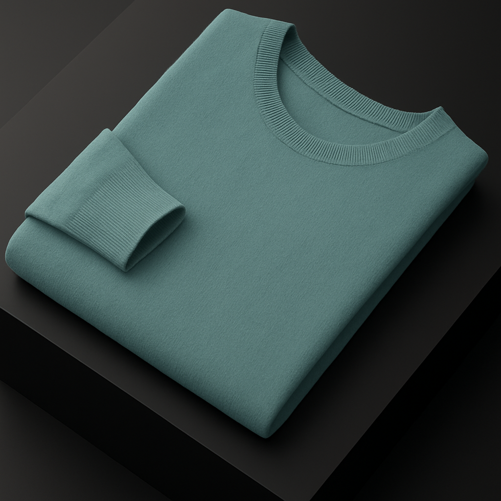 Leo - Men's Round Neck Pure Cashmere Sweater Dark Blue