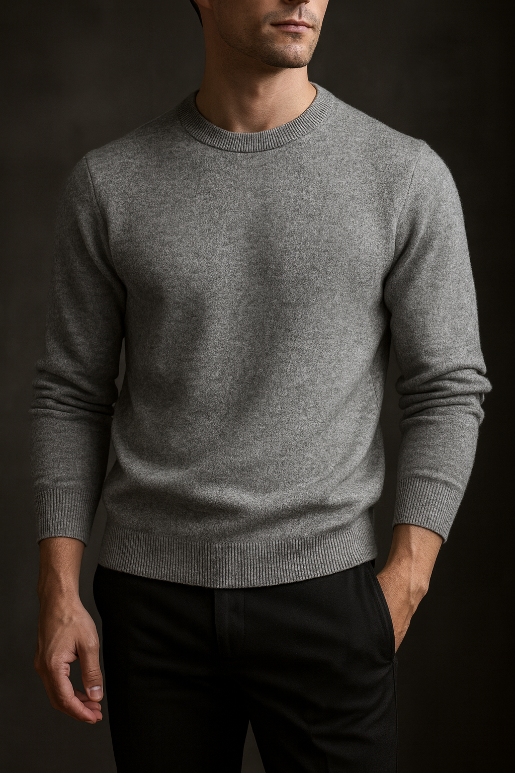 Leo - Men's Round Neck Pure Cashmere Sweater