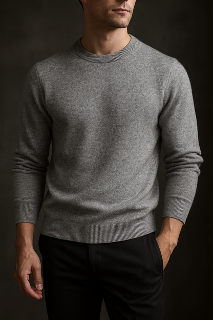 Leo - Men's Round Neck Pure Cashmere Sweater