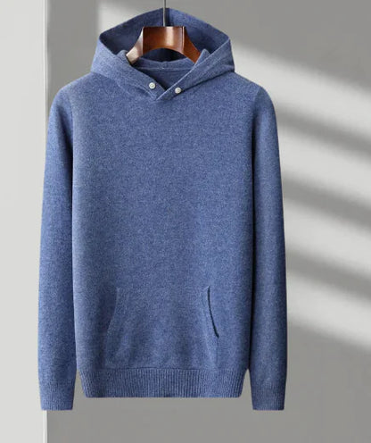 Piero - Merino Wool Men's Hoodie Blue