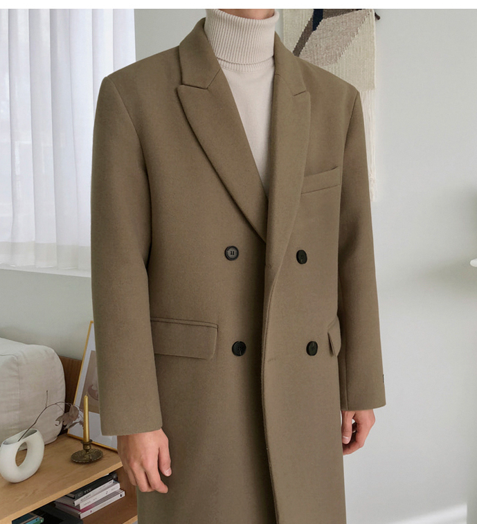 Simone - Black Men's British Style Woollen Coat Thickened Winter Jacket