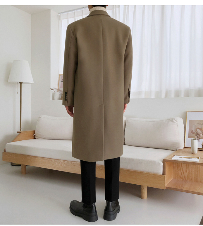 Simone - Black Men's British Style Woollen Coat Thickened Winter Jacket