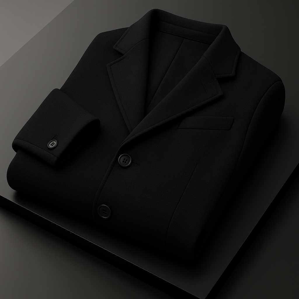 Simone - Black Men's British Style Woollen Coat Thickened Winter Jacket