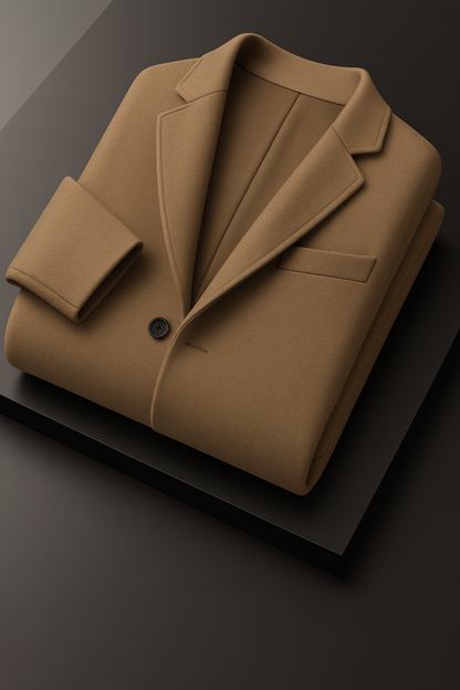 Simone - Black Men's British Style Woollen Coat Thickened Winter Jacket