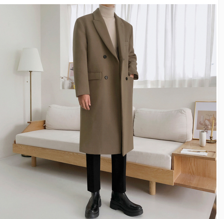 Simone - Black Men's British Style Woollen Coat Thickened Winter Jacket