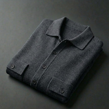 Tommaso - Men's Polo Collar Wool Cardigan