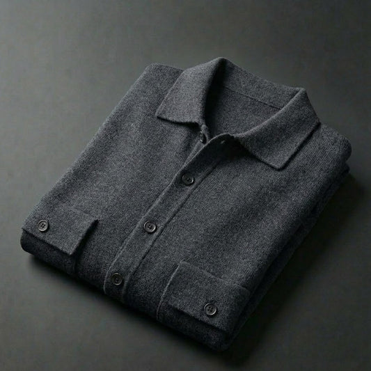 Tommaso - Men's Polo Collar Wool Cardigan