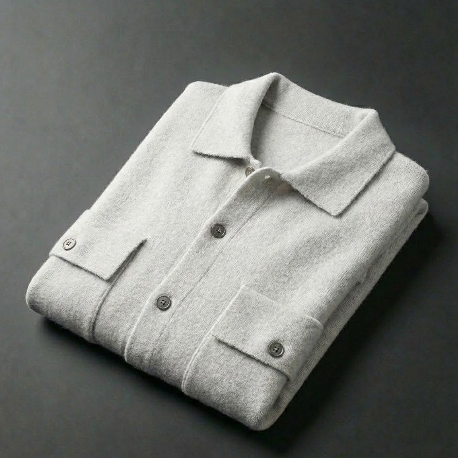 Tommaso - Men's Polo Collar Wool Cardigan