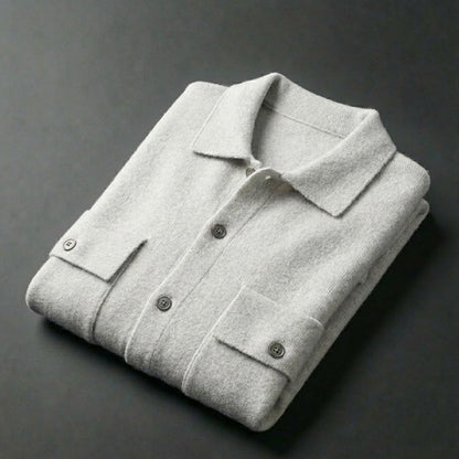 Tommaso - Men's Polo Collar Wool Cardigan