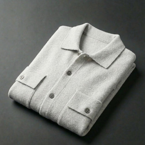 Tommaso - Men's Polo Collar Wool Cardigan