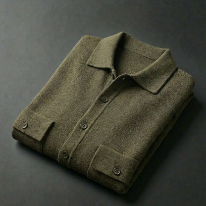 Tommaso - Men's Polo Collar Wool Cardigan