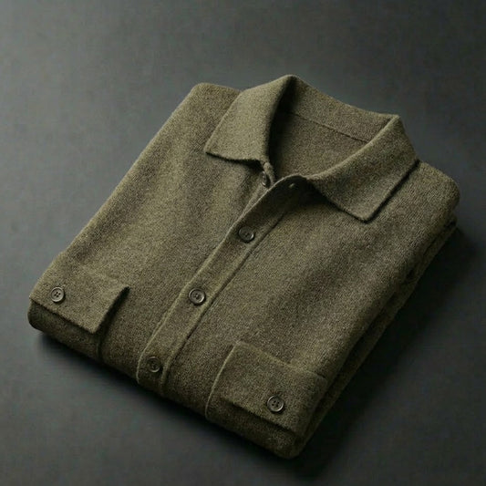 Tommaso - Men's Polo Collar Wool Cardigan