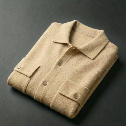 Tommaso - Men's Polo Collar Wool Cardigan