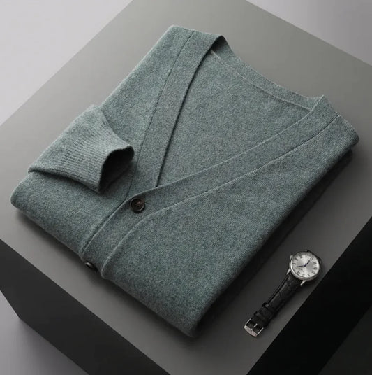 Alberico - Men's Casual V-Neck Wool Cardigan