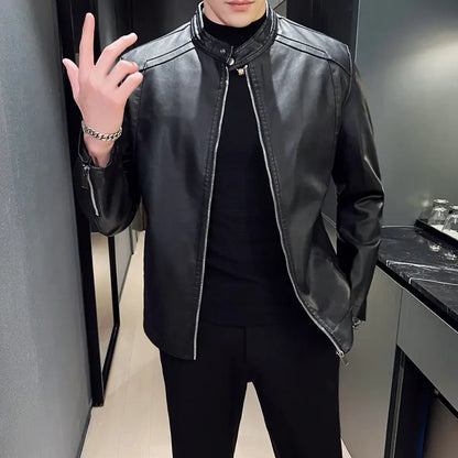 Alberto - Men's Winter Leather Jacket with Zippered Cuffs