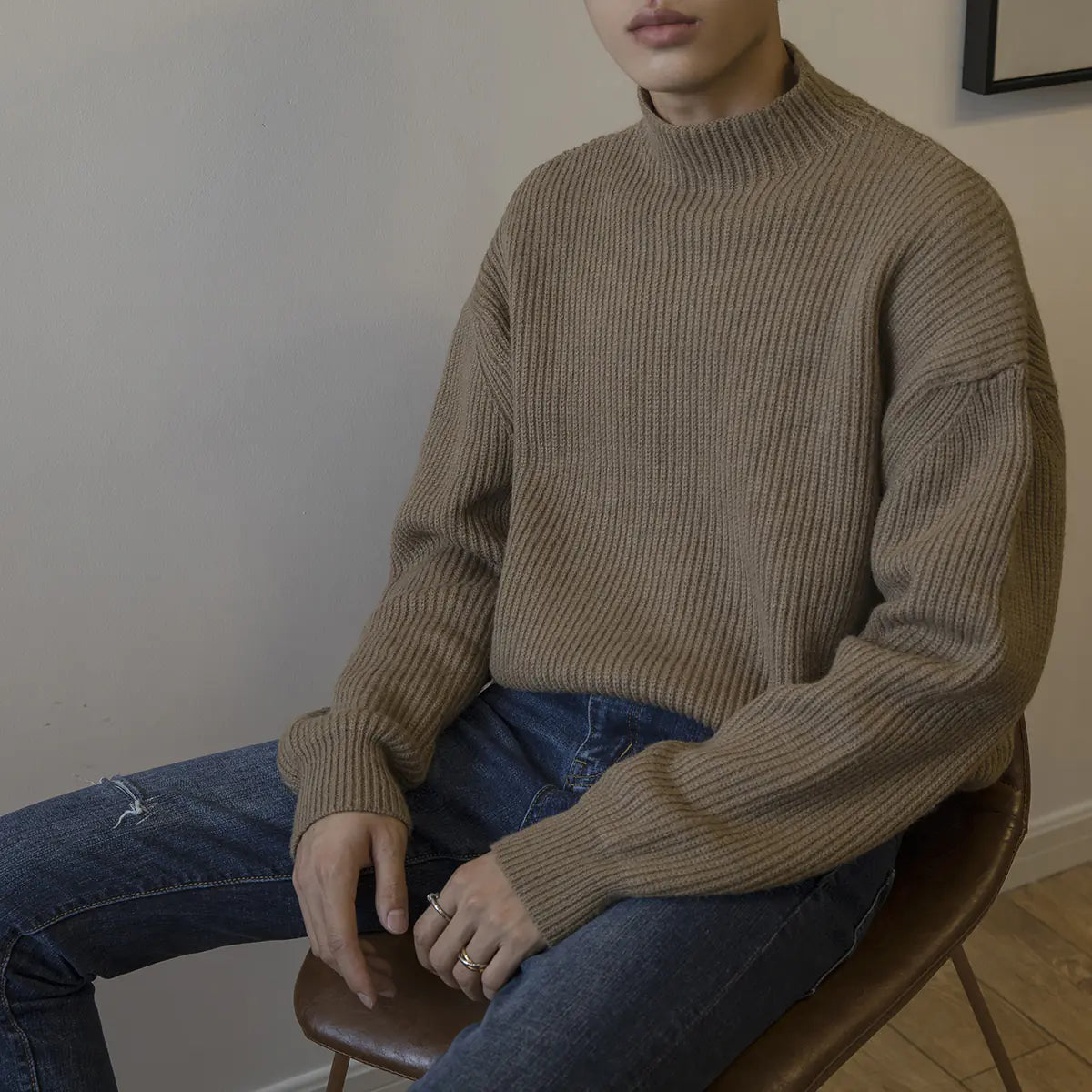 Fredo - Men's Half Turtleneck Knit Sweater